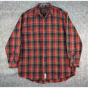 VTG Abercrombie & Fitch Shirt L Red Plaid Chamois Flannel 90s Y2K Distressed